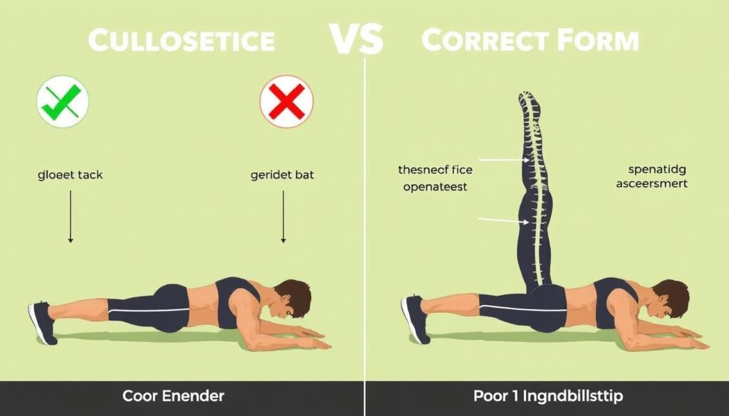 Ilustrasi kesalahan umum dalam latihan Core Strength dan Back Extension